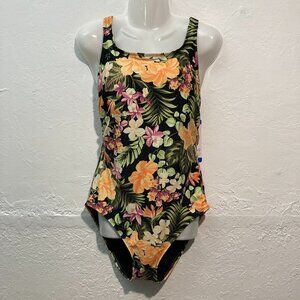 NWT Hurley Women's UPF 50+ Stretch Midweight One Piece Swimsuit Floral L